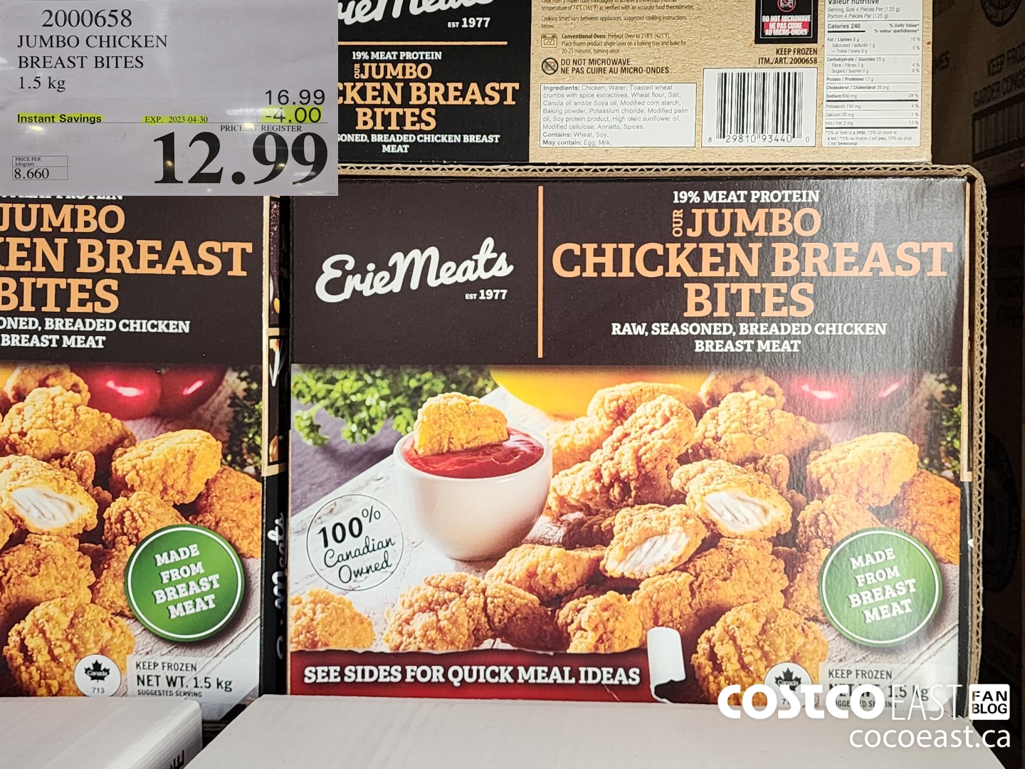 2000658 JUMBO CHICKEN BREAST BITES 1.5 KG ($4.00 INSTANT SAVINGS EXPIRES ON 2023-04-30) $12.99