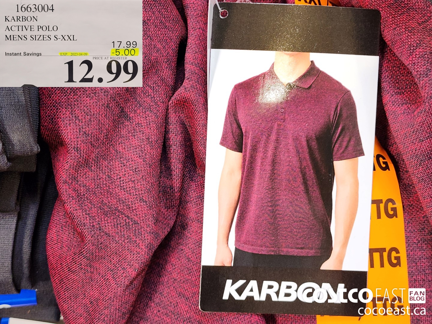 1663004 KARBON ACTIVE POLO MENS SIZES S-XXL ($5.00 INSTANT SAVINGS EXPIRES ON 2023-04-09) $12.99