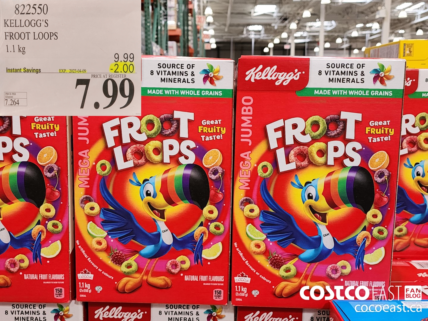 822550 KELLOGG'S FROOT LOOPS 1.1 kg ($2.00 INSTANT SAVINGS EXPIRES ON 2023-04-09) $7.99