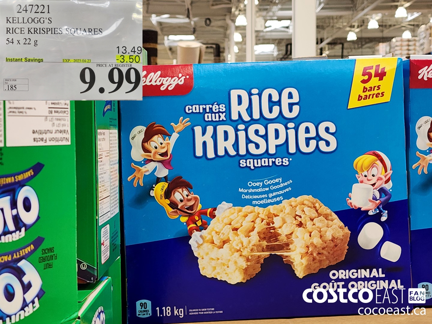 247221 KELLOGG'S RICE KRISPIES SQUARES 54 X 22 G ($3.50 INSTANT SAVINGS EXPIRES ON 2023-04-23) $9.99