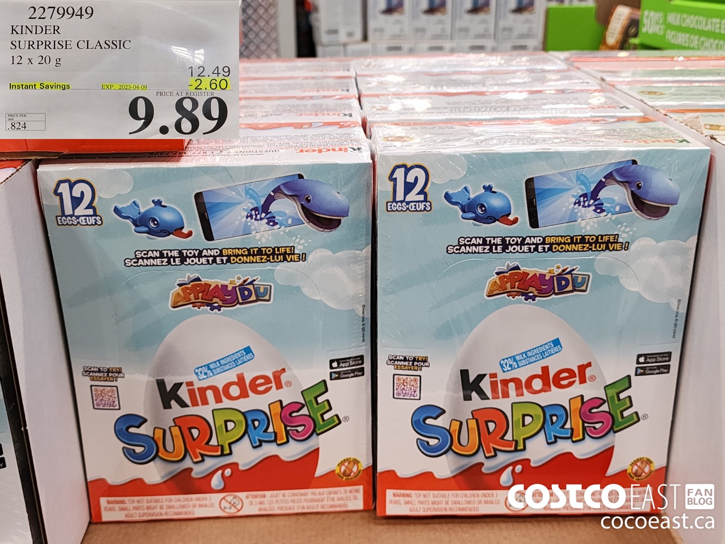 2279949 KINDER SURPRISE CLASSIC 12 X 20 G ($2.60 INSTANT SAVINGS EXPIRES ON 2023-04-09) $9.89