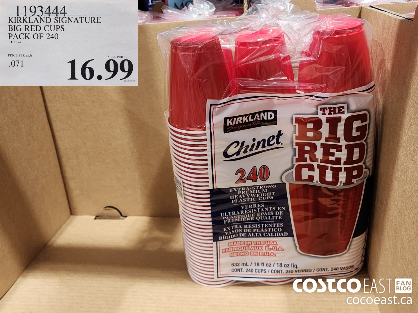 Kirkland Signature Chinet Red Cups, 240 x 18 oz