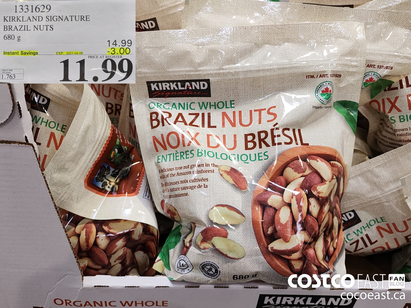 1331629 KIRKLAND SIGNATURE BRAZIL NUTS 680 g ($3.00 INSTANT SAVINGS EXPIRES ON 2023-04-09) $11.99