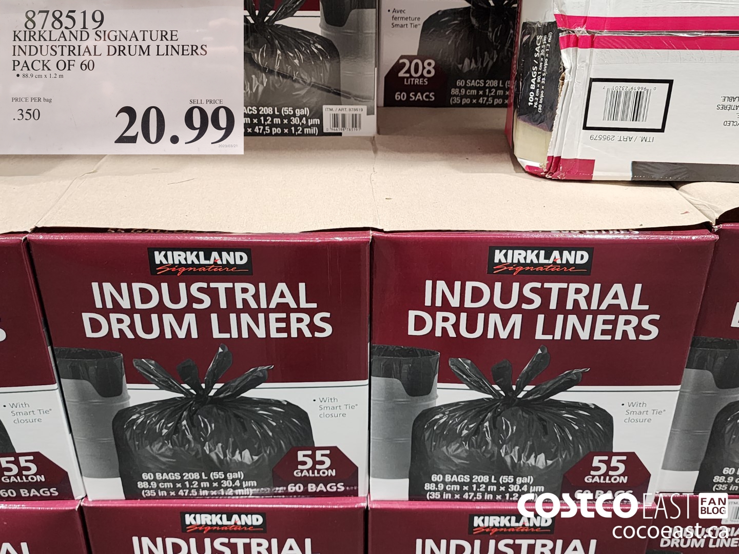 878519 KIRKLAND SIGNATURE INDUSTRIAL DRUM LINER PACK OF 60 $20.99