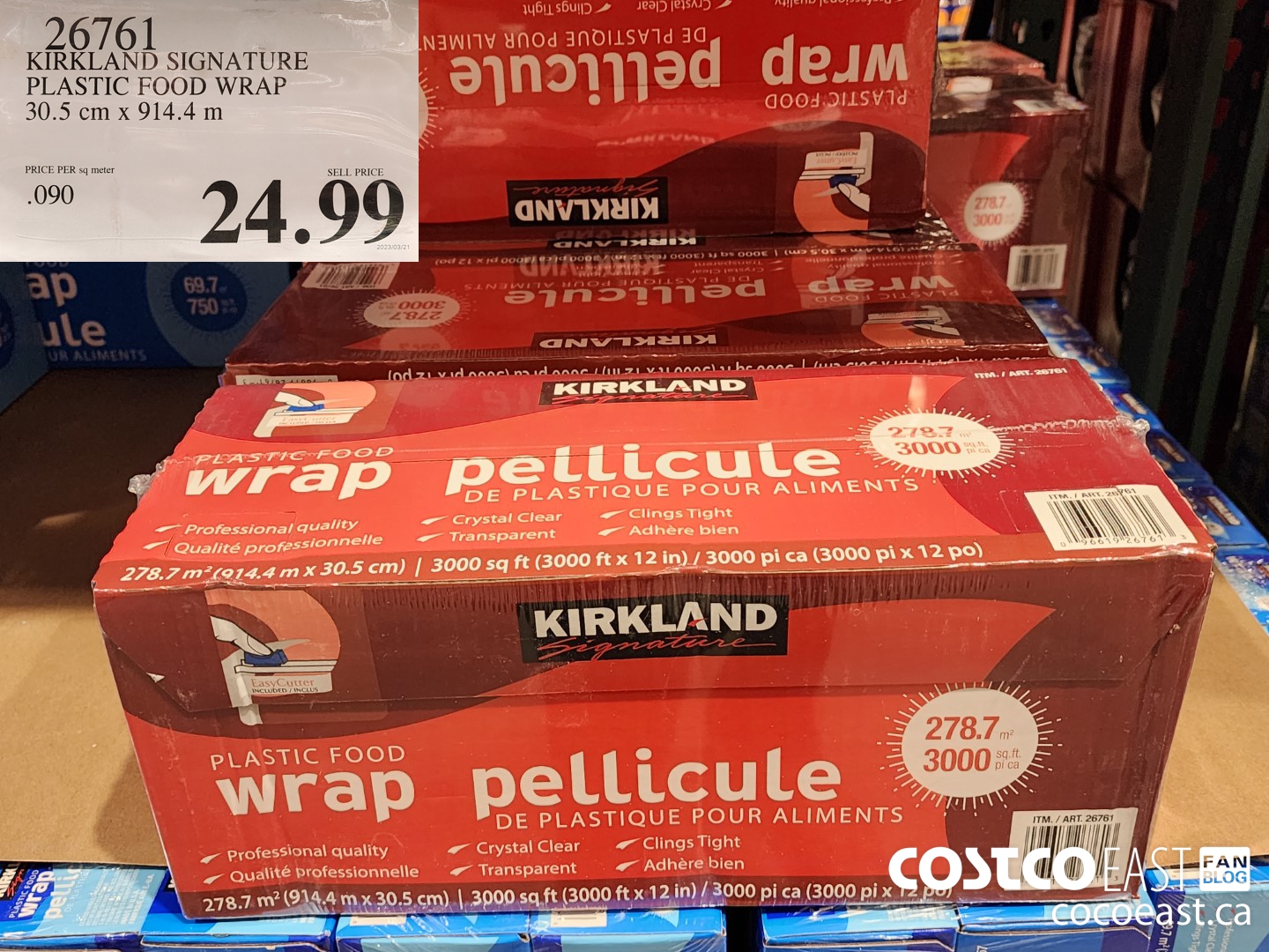 Kirkland Signature Plastic Food Wrap, 12 in x 3,000 ft