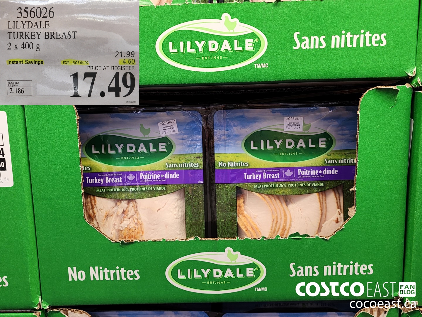 356026 LILYDALE SLICED TURKEY BREAST 2 x 400 g ($4.50 INSTANT SAVINGS EXPIRES ON 2023-04-09) $17.49