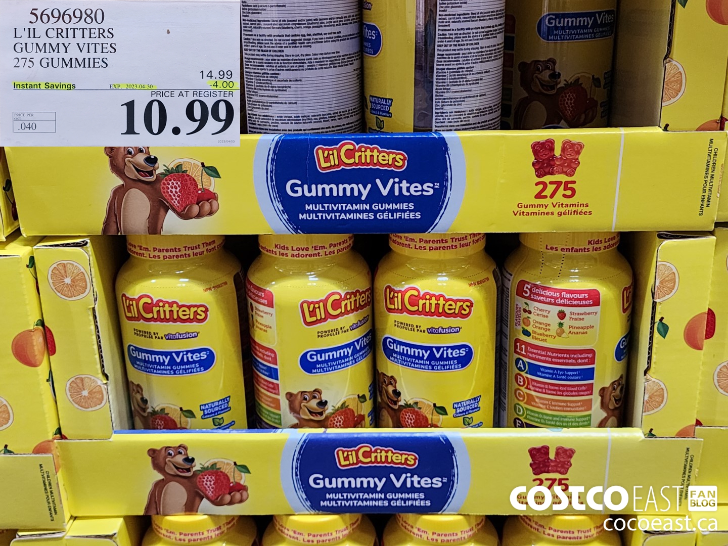 5696980 L'IL CRITTERS GUMMY VITES 275 GUMMIES ($4.00 INSTANT SAVINGS EXPIRES ON 2023-04-30) $10.99