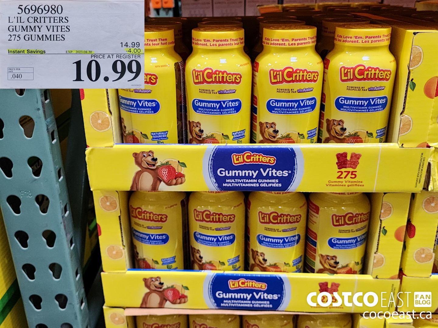 5696980 L'IL CRITTERS GUMMY VITES 275 GUMMIES ($4.00 INSTANT SAVINGS EXPIRES ON 2023-04-30) $10.99