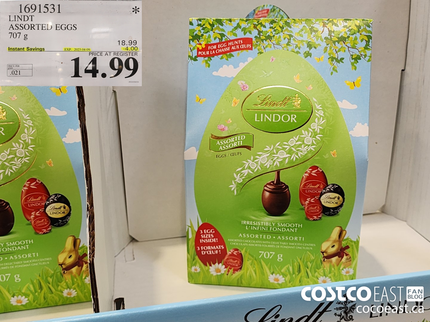 1691531 LINDOR EASTER EGGS ASSORTED 707 g ($4.00 INSTANT SAVINGS EXPIRES ON 2023-04-09) $14.99
