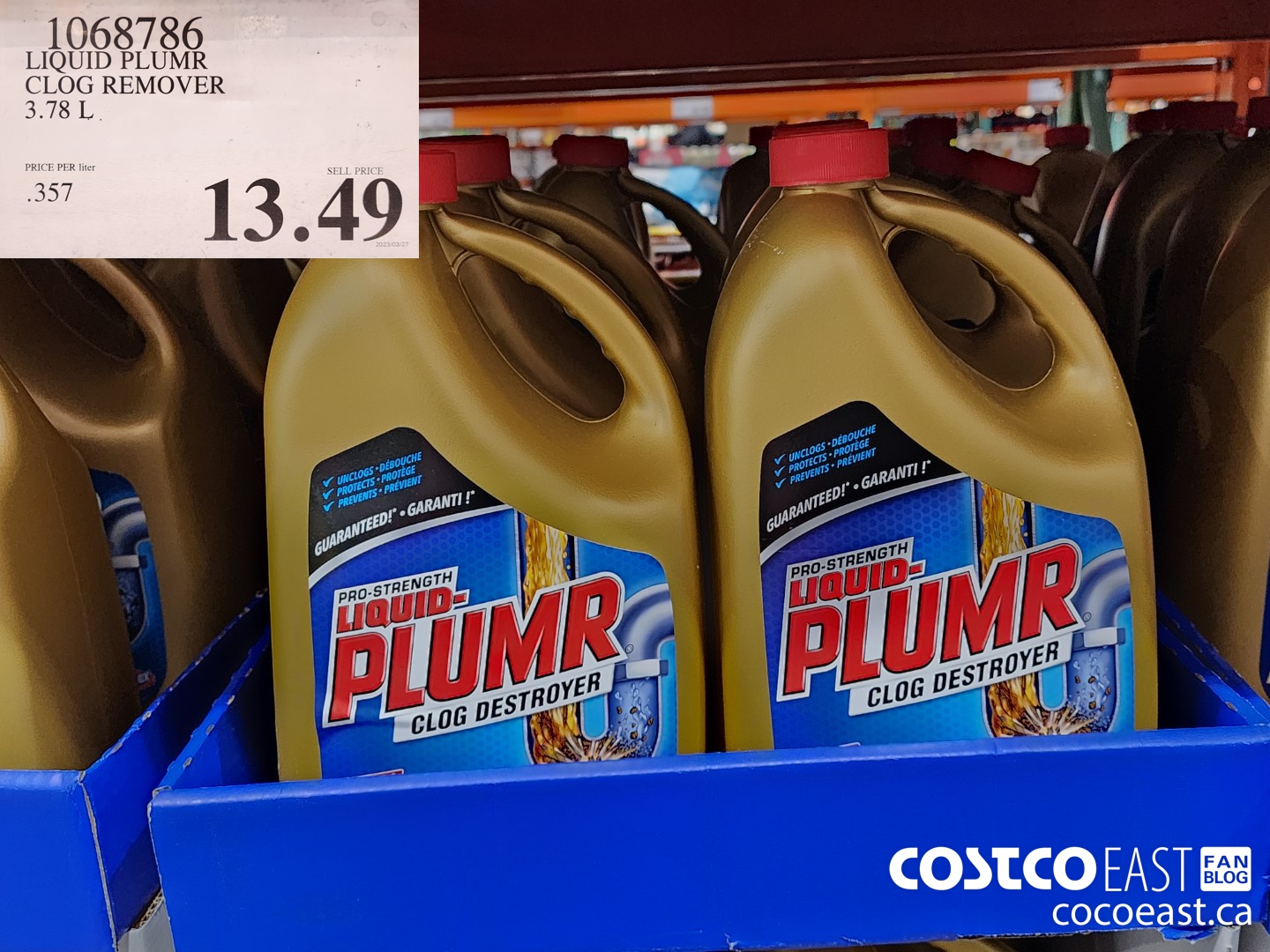 1068786 LIQUID PLUMR CLOG REMOVER 3.78 L $13.49