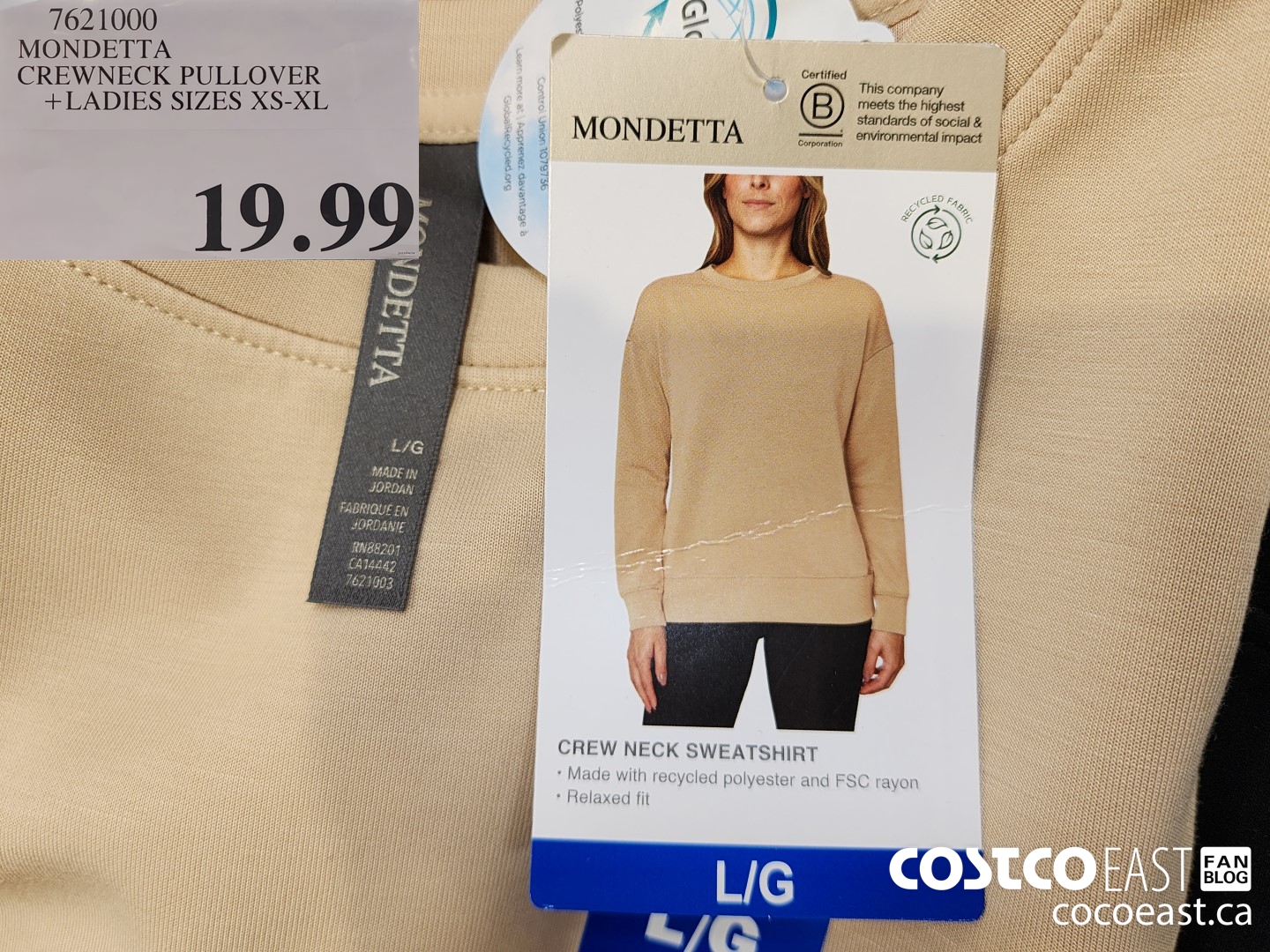 MONDETTA BOXY CREWNECK SWEATER + LADIES SIZES XS - XL at Costco