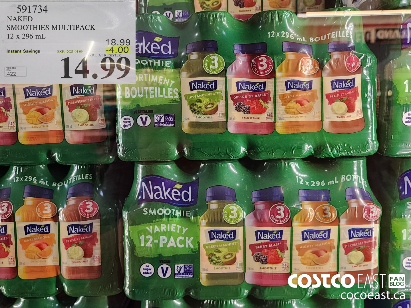591734 NAKED SMOOTHIES MULTIPACK 12 X 296 ML ($4.00 INSTANT SAVINGS EXPIRES ON 2023-04-09) $14.99