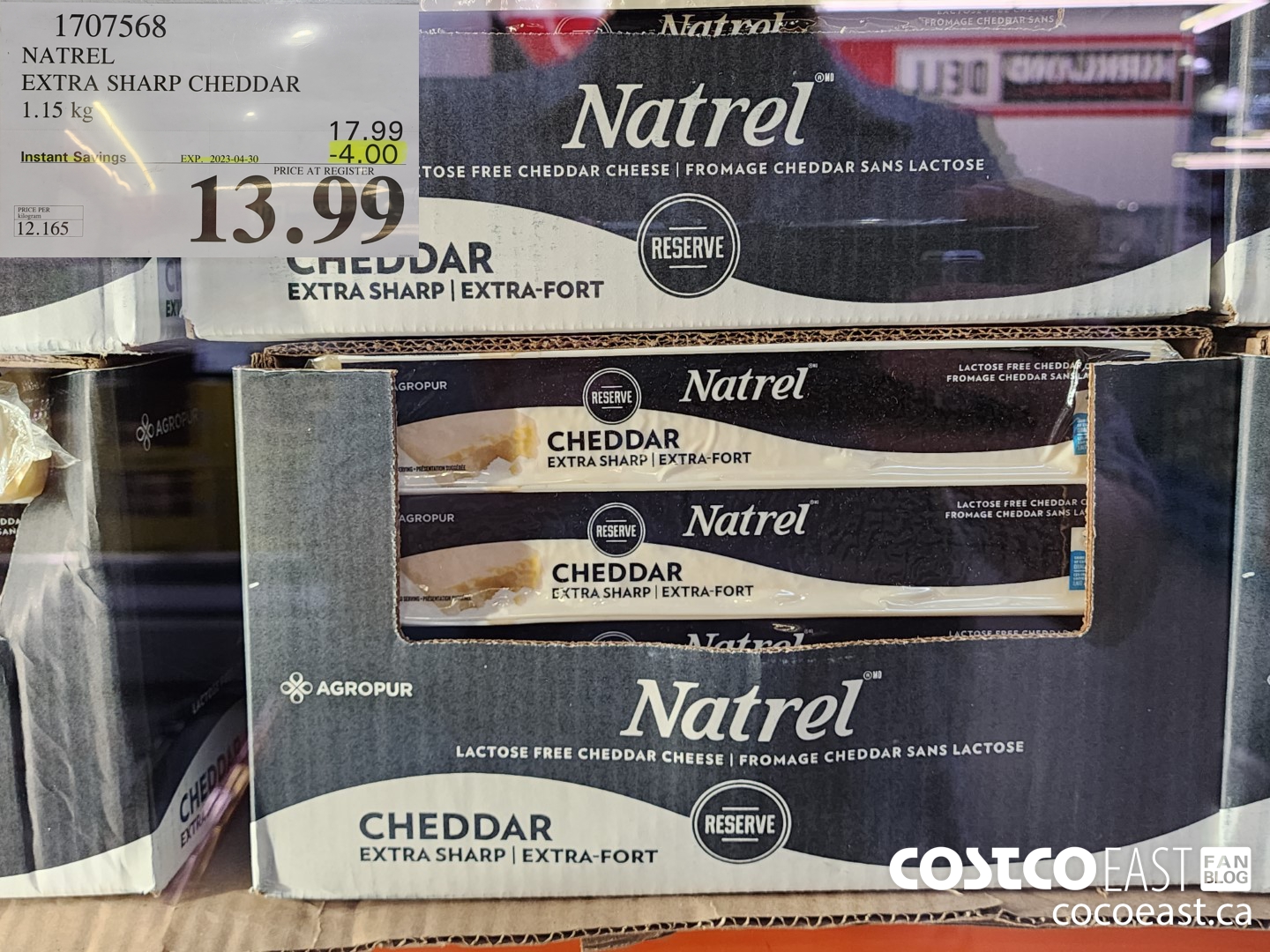 1707568 NATREL EXTRA SHARP CHEDDAR 1.15 kg ($4.00 INSTANT SAVINGS EXPIRES ON 2023-04-30) $13.99