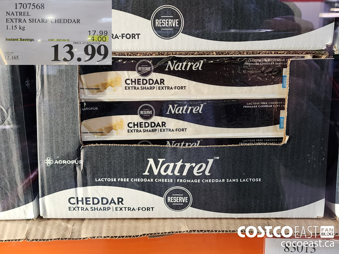 1707568 NATREL EXTRA SHARP CHEDDAR 1.15 kg ($4.00 INSTANT SAVINGS EXPIRES ON 2023-04-30) $13.99