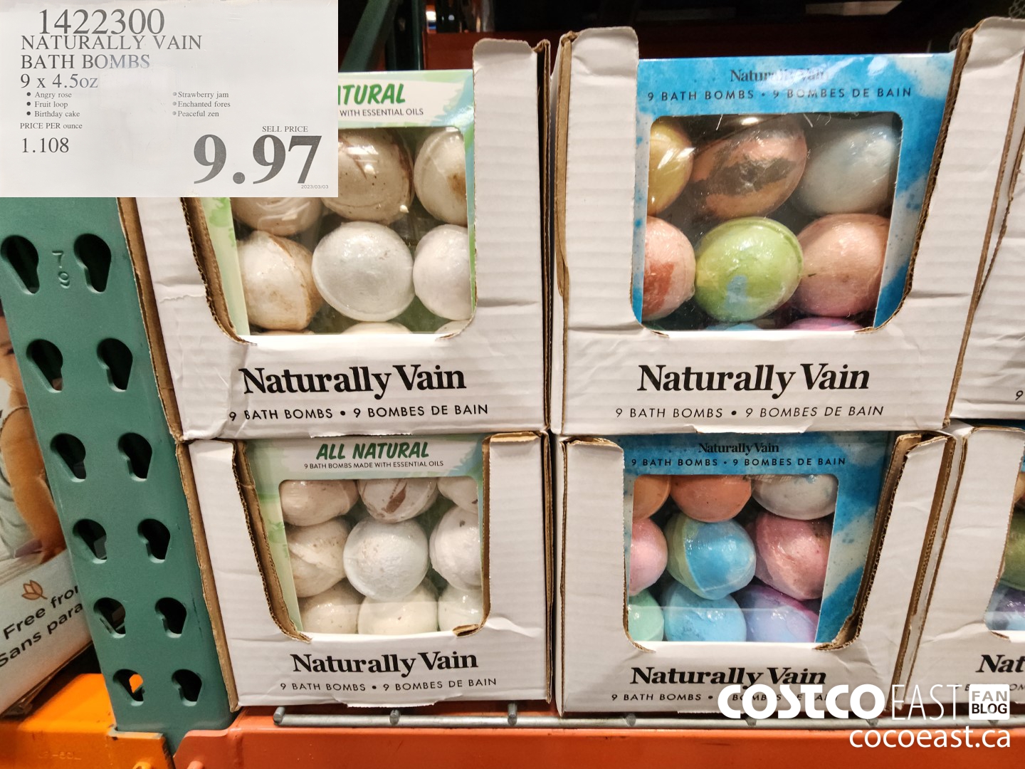1422300 NATURALLY VAIN BATH BOMBS 9 x 4.50z $9.97