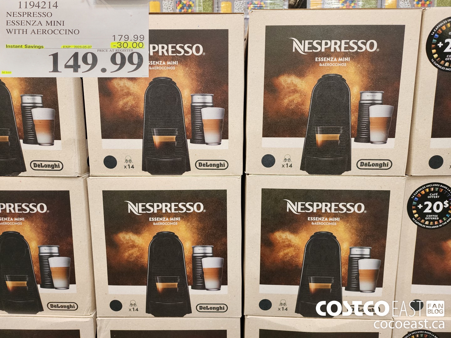 1194214 NESPRESSO ESSENZA MINI WITH AEROCCINO ($30.00 INSTANT SAVINGS EXPIRES ON 2023-05-07) $149.99