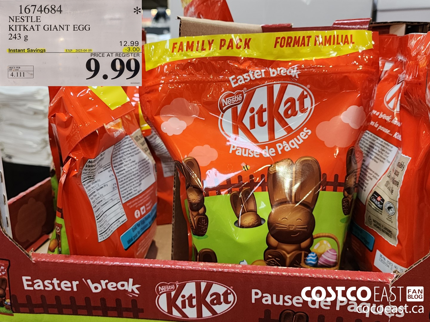 1674684 NESTLE KITKAT GIANT EGG 243 g ($3.00 INSTANT SAVINGS EXPIRES ON 2023-04-09) $9.99