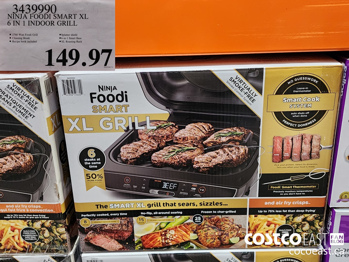 3439990 NINJA FOODI SMART XL 6 IN 1 INDOOR GRILL $149.97