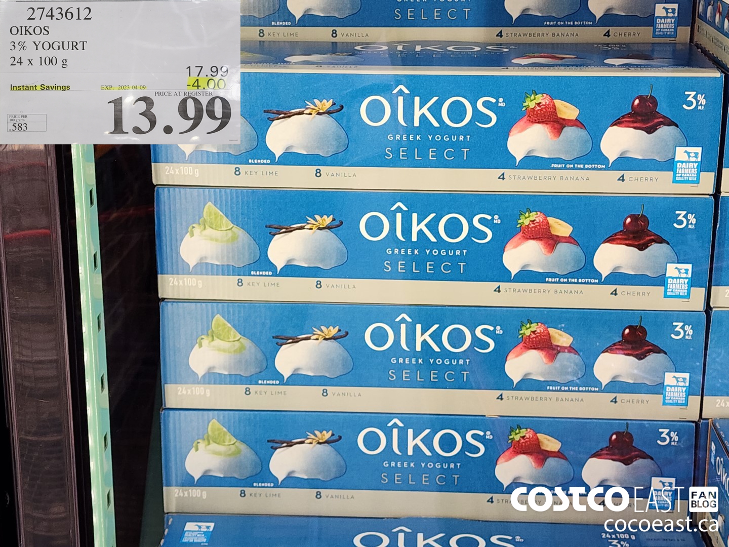 2743612 OIKOS 3% 24 x 100g ($4.00 INSTANT SAVINGS EXPIRES ON 2023-04-09) $13.99