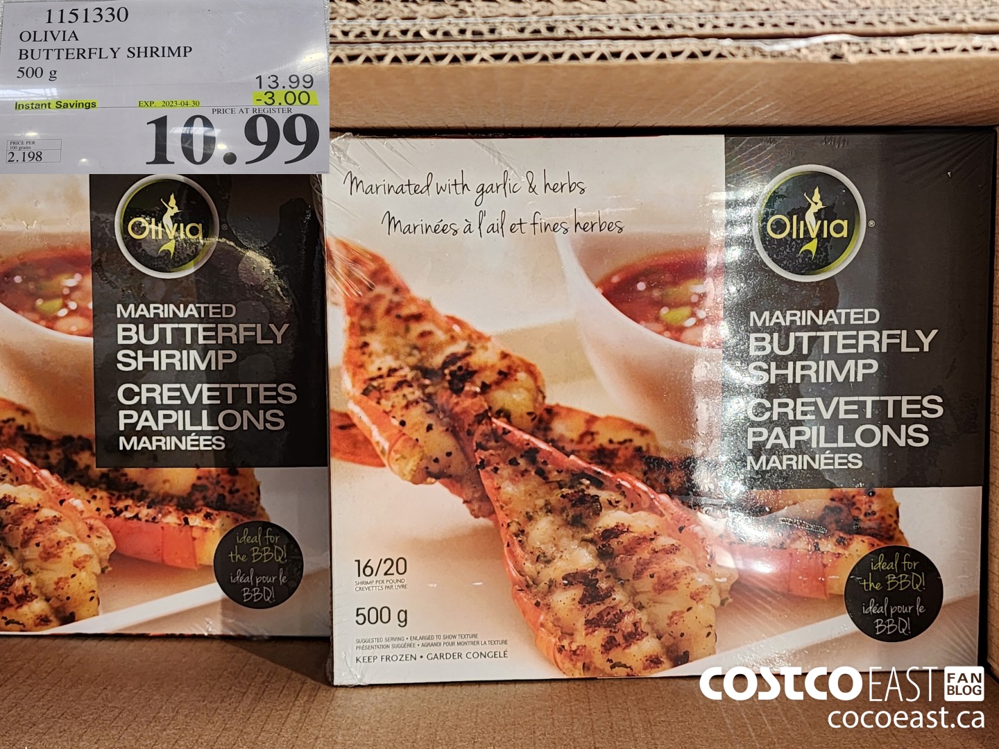 1151330 OLIVIA BUTTERFLY SHRIMP 500 G ($3.00 INSTANT SAVINGS EXPIRES ON 2023-04-30) $10.99