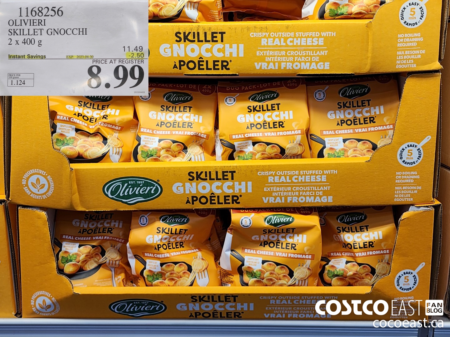 1168256 OLIVIERI SKILLET GNOCCHI 2 x 400 ($2.50 INSTANT SAVINGS EXPIRES ON 2023-04-30) $8.99