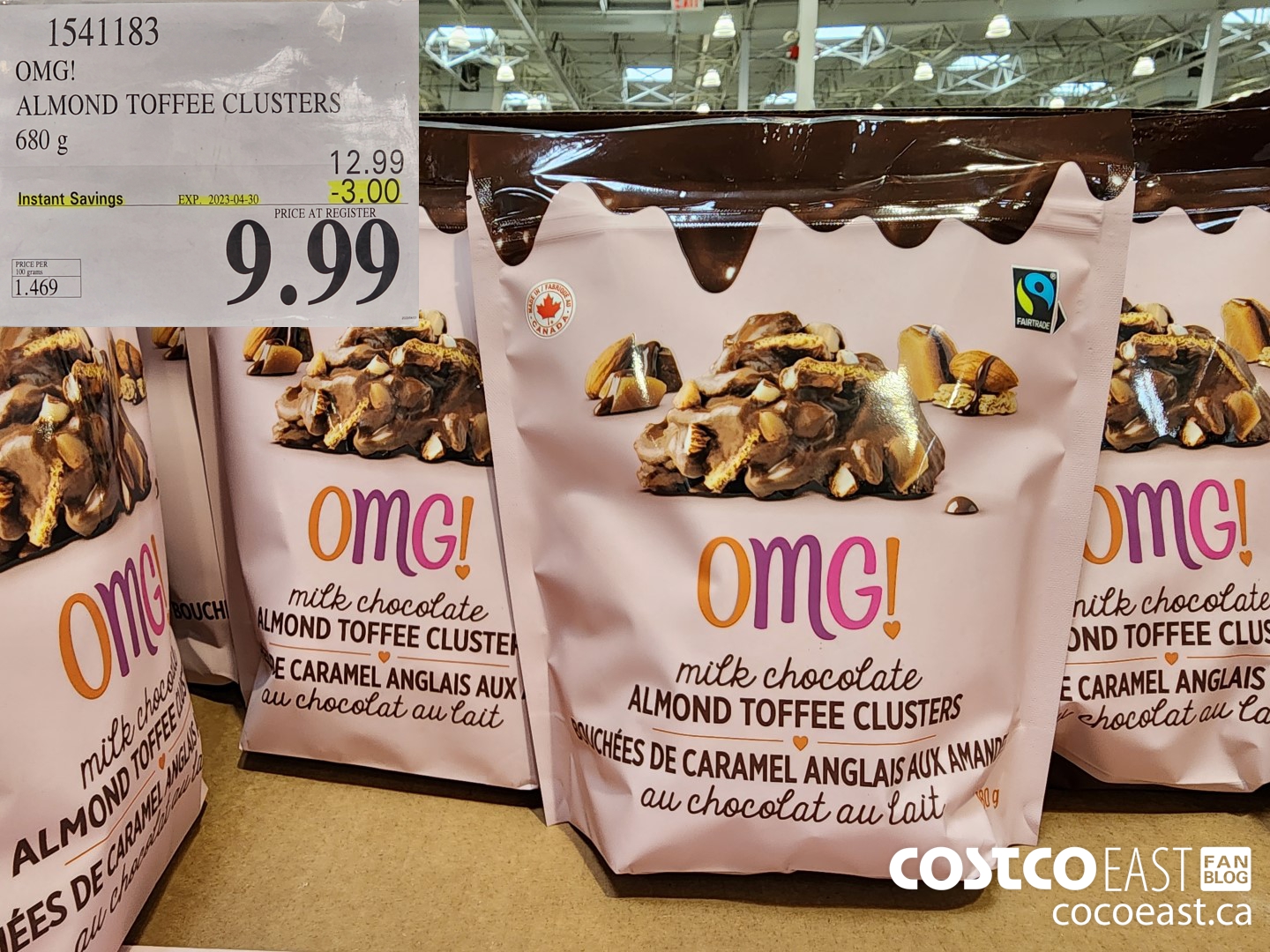 1541183 OMG! ALMOND TOFFEE CLUSTERS 680 g ($3.00 INSTANT SAVINGS EXPIRES ON 2023-04-30) $9.99