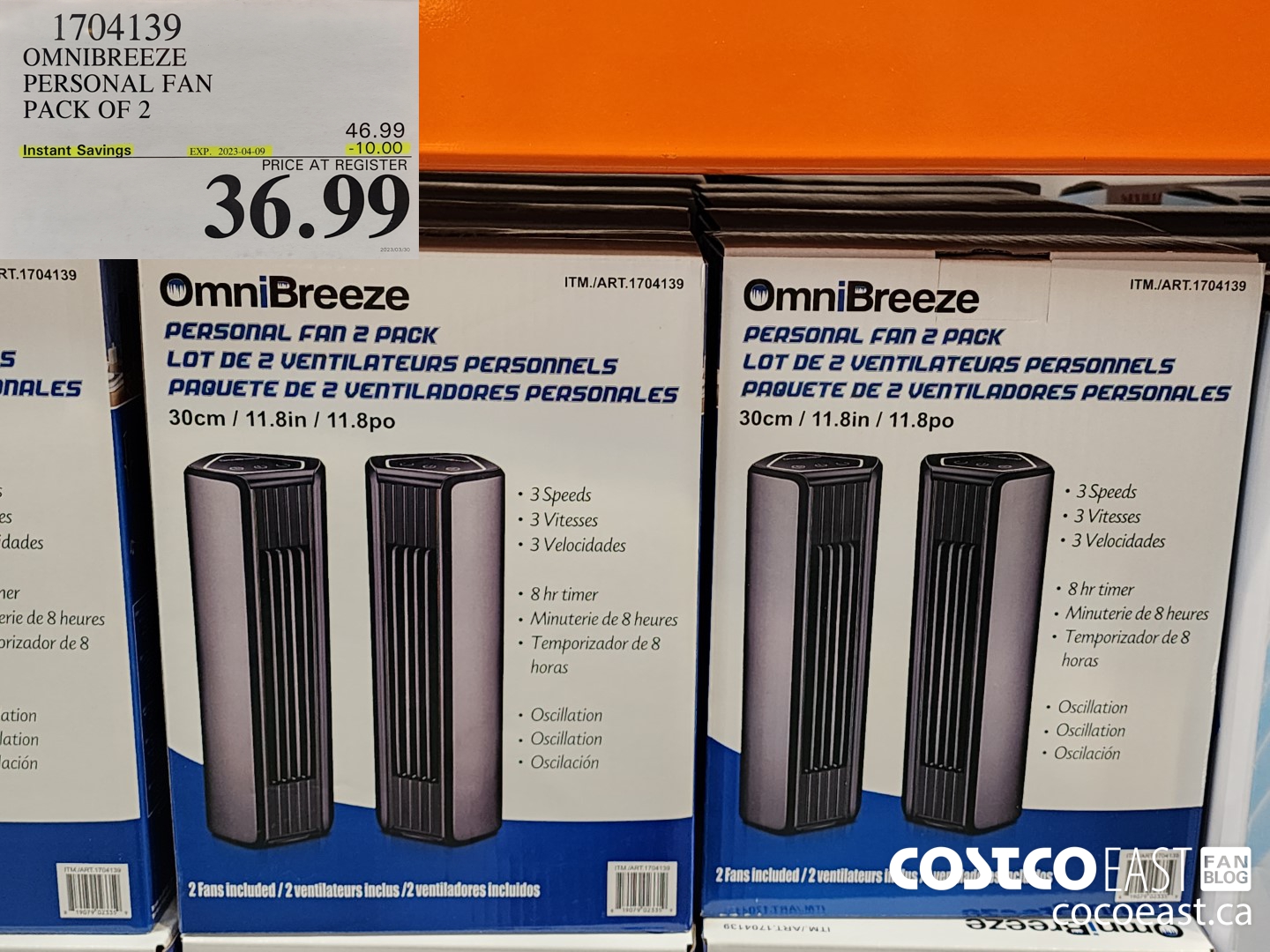 1704139 OMNIBREEZE PERSONAL FAN PACK OF 2 ($10.00 INSTANT SAVINGS EXPIRES ON 2023-04-09) $36.99