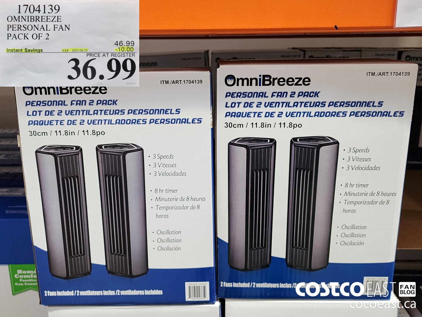 1704139 OMNIBREEZE PERSONAL FAN PACK OF 2 ($10.00 INSTANT SAVINGS EXPIRES ON 2023-04-23) $36.99