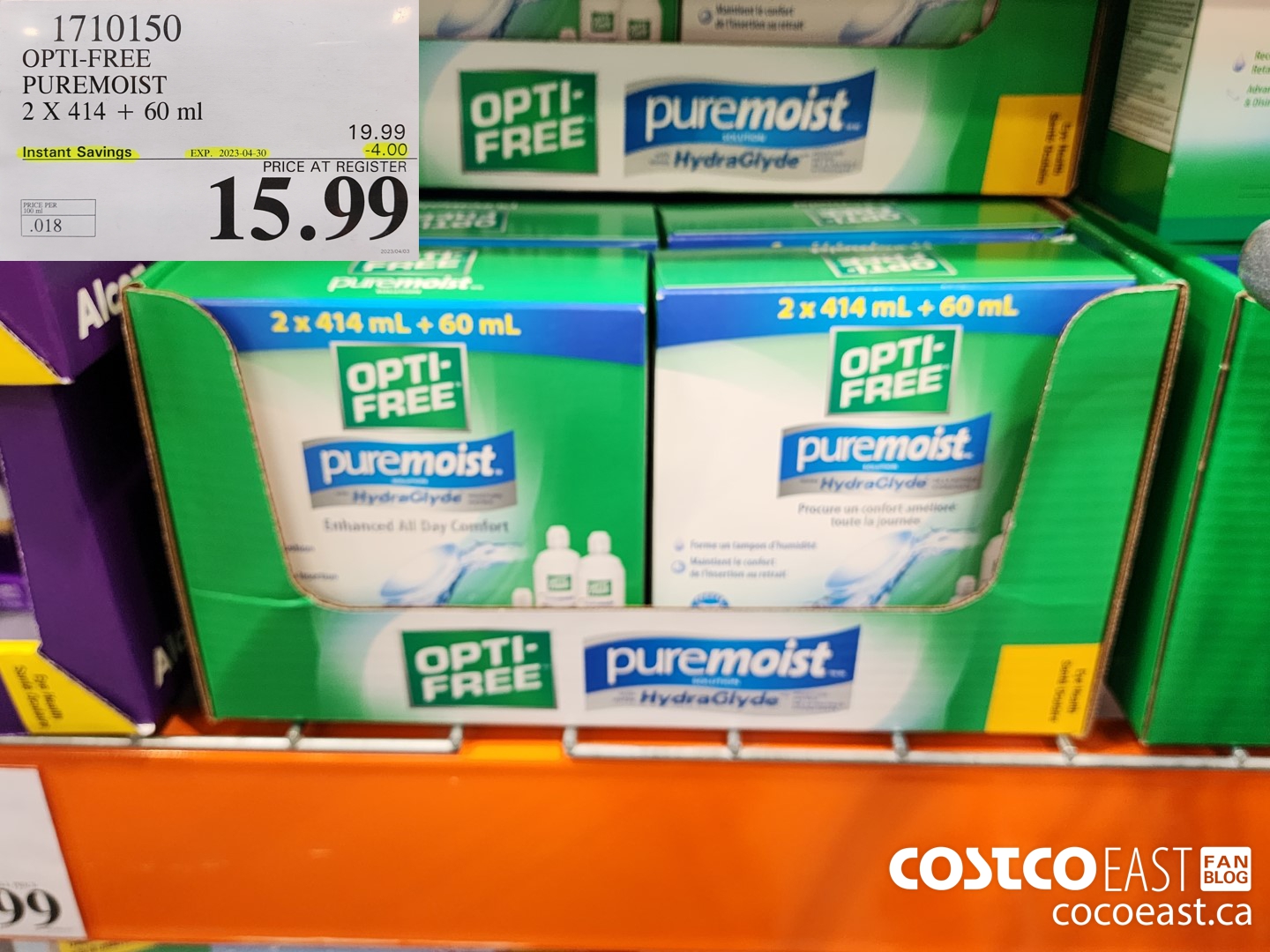 1710150 OPTI-FREE PUREMOIST 2X 414 + 60 ml ($4.00 INSTANT SAVINGS EXPIRES ON 2023-04-30) $15.99