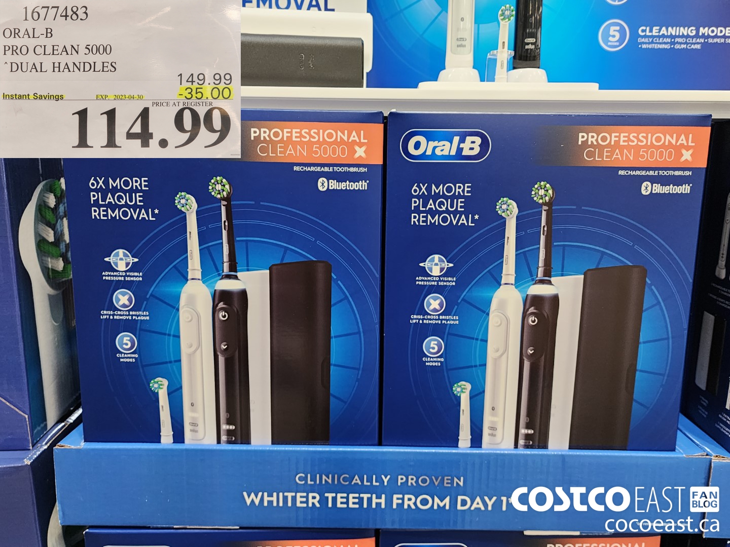 1677483 ORAL-B PRO CLEAN 5000 DUAL HANDLES ($35.00 INSTANT SAVINGS EXPIRES ON 2023-04-30) $114.99