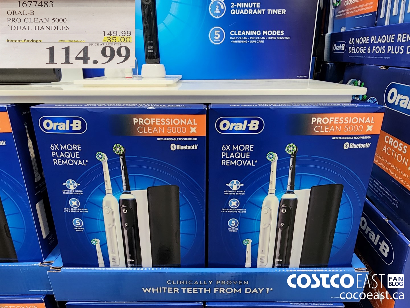 1677483 ORAL-B PRO CLEAN 5000 DUAL HANDLES ($35.00 INSTANT SAVINGS EXPIRES ON 2023-04-30) $114.99