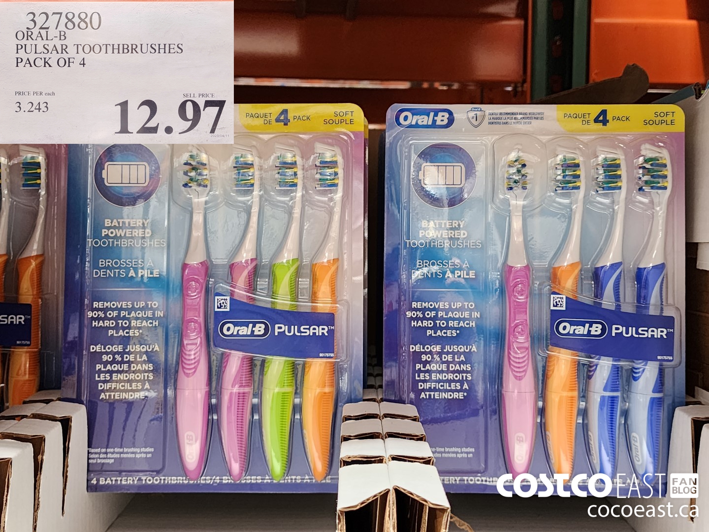 327880 ORAL-B PULSAR TOOTHBRUSHES PACK OF 4 $12.97