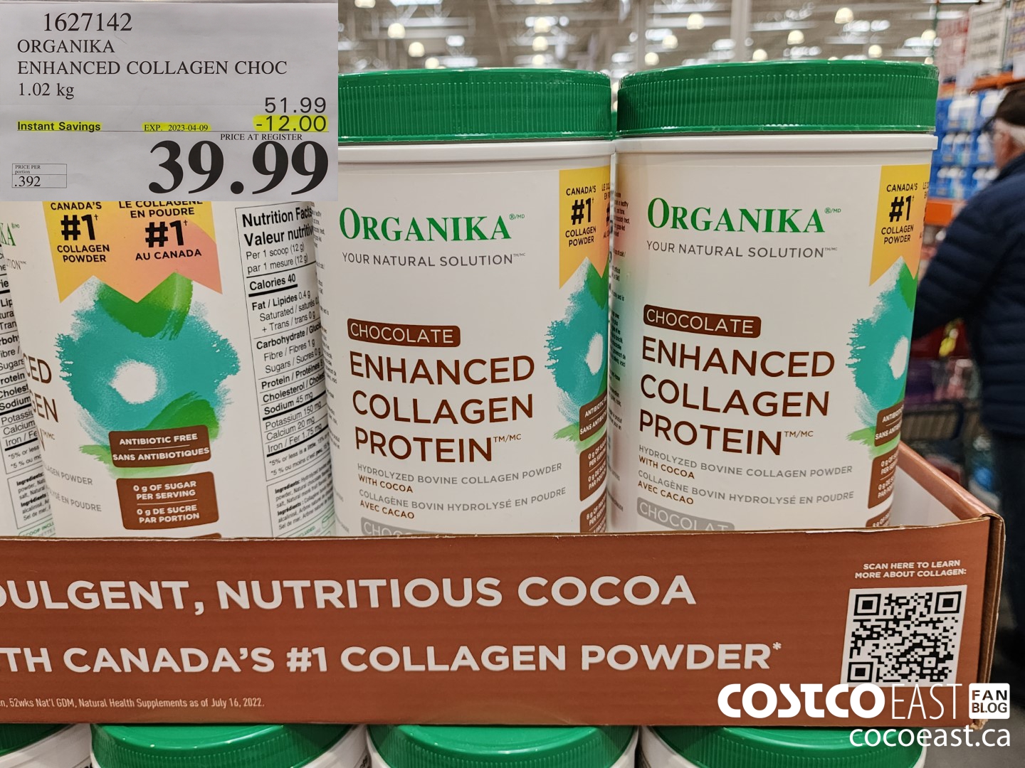 1627142 ORGANIKA ENHANCED COLLAGEN CHOC 1.02 kg ($12.00 INSTANT SAVINGS EXPIRES ON 2023-04-09) $39.99