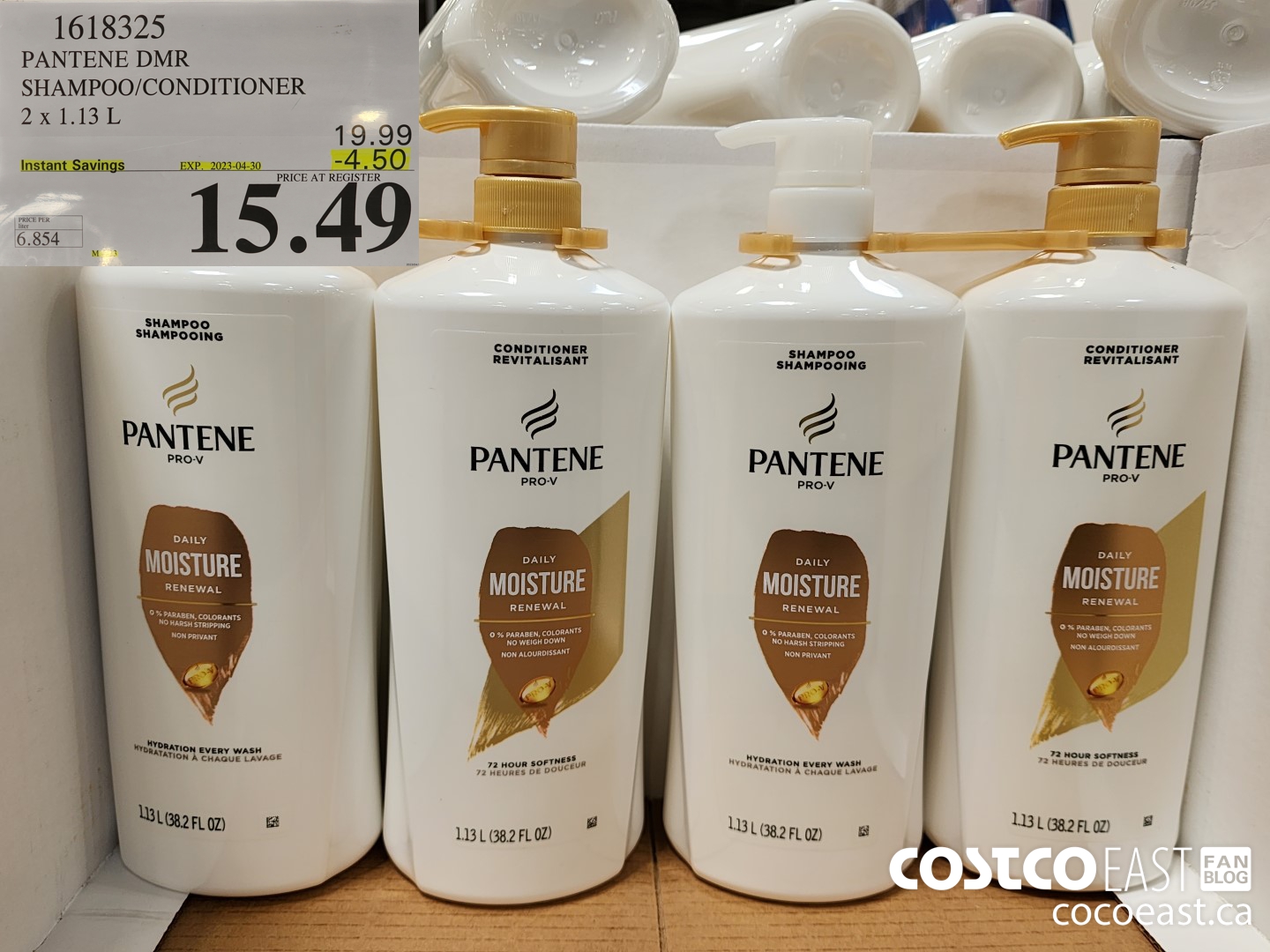 1618325 PANTENE DMR SHAMPOO/CONDITIONER 2 x 1.13L ($4.50 INSTANT SAVINGS EXPIRES ON 2023-04-30) $15.49