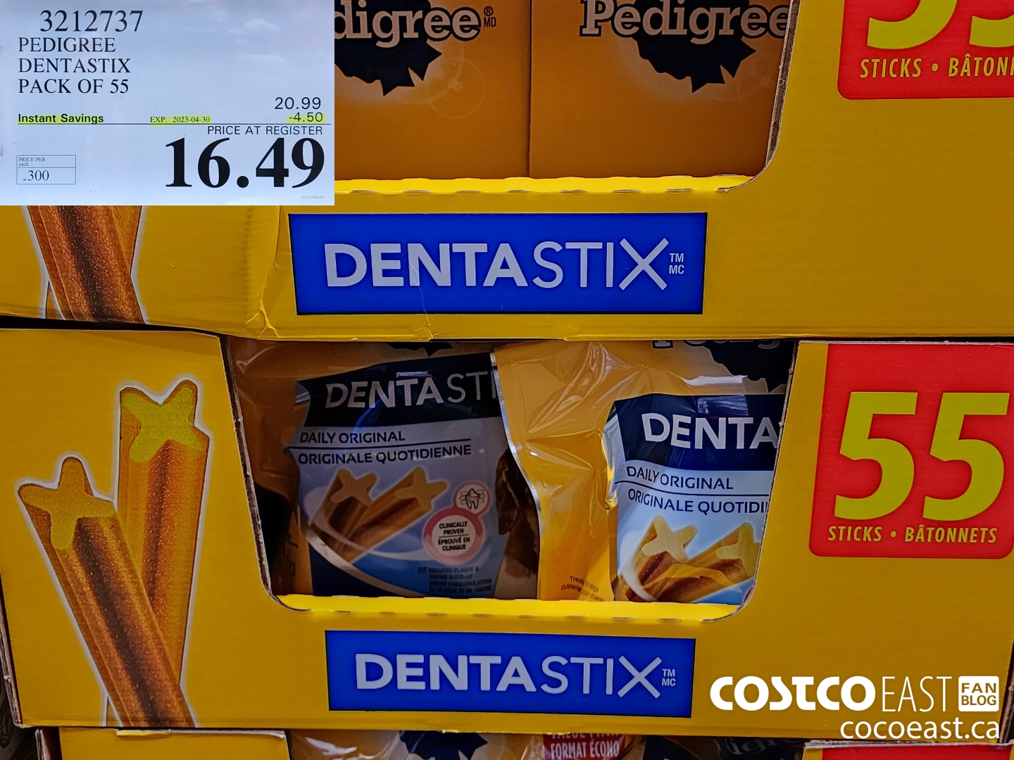 3212737 PEDIGREE DENTASTIX pack of 55 ($4.50 INSTANT SAVINGS EXPIRES ON 2023-04-30) $16.49