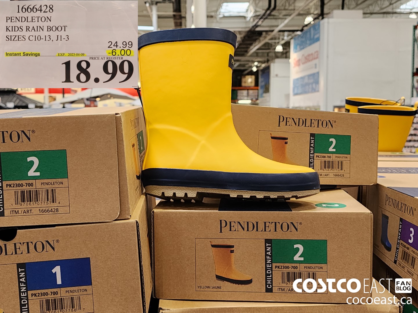 1666428 PENDLETON KIDS RAIN BOOTS SIZES C10-13, J1-3 ($6.00 INSTANT SAVINGS EXPIRES ON 2023-04-09) $18.99