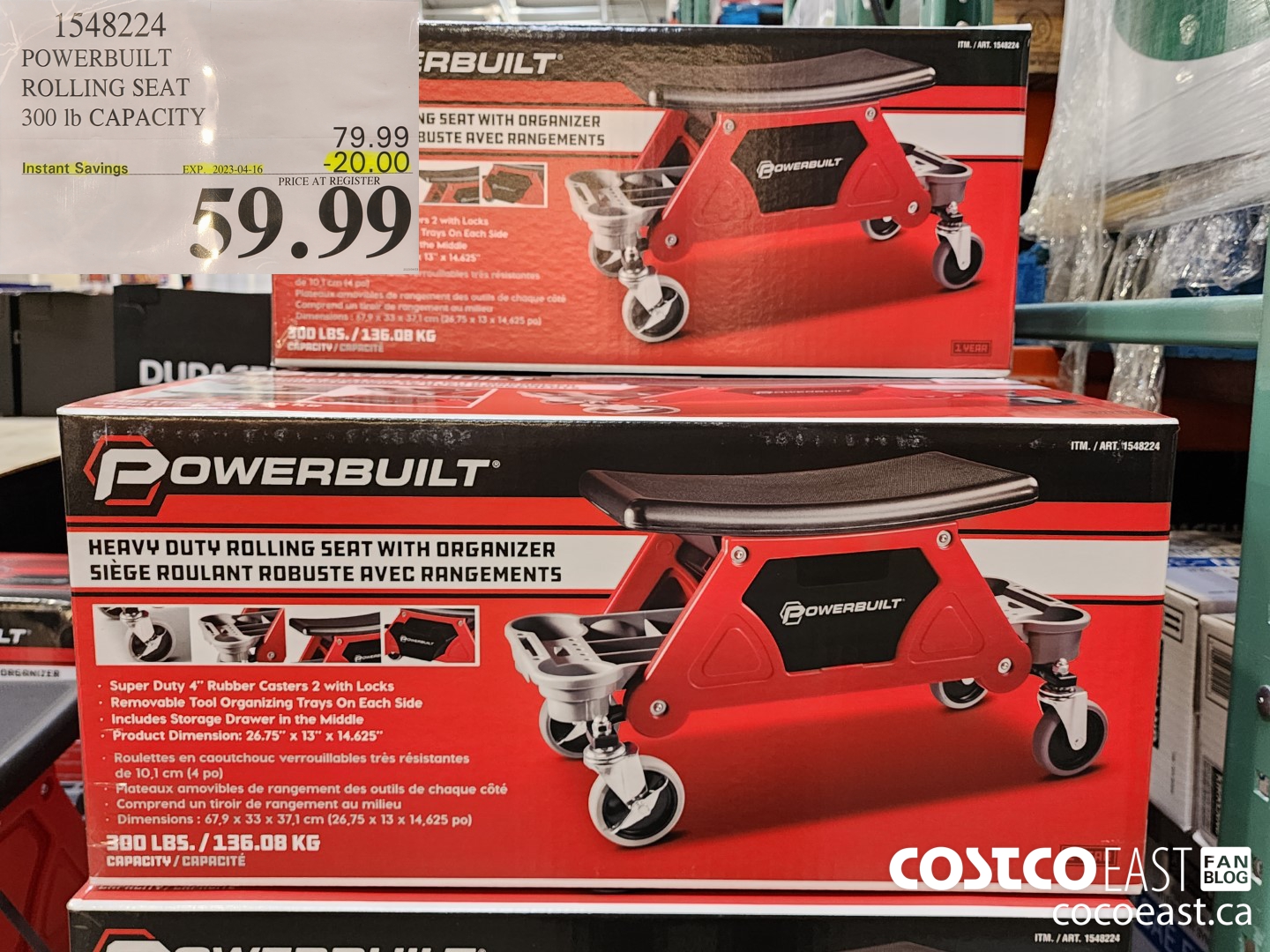 1548224 POWERBUILT ROLLING SEAT 300 LB CAPACITY ($20.00 INSTANT SAVINGS EXPIRES ON 2023-04-16) $59.99