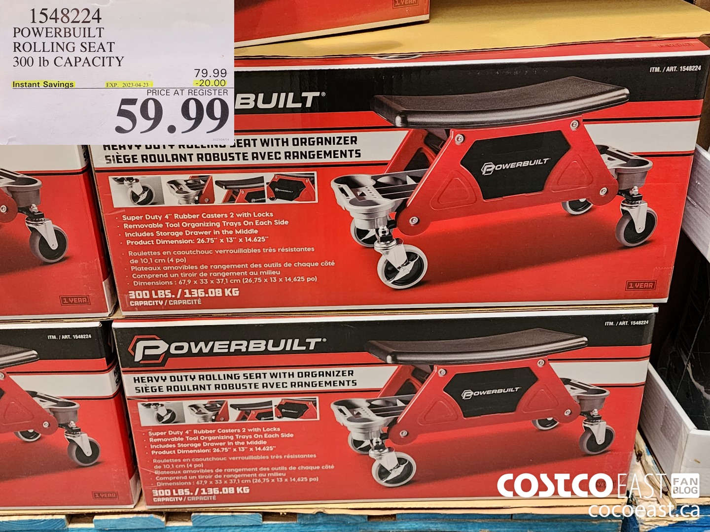 1548224 POWERBUILT ROLLING SEAT 300 LB CAPACITY ($20.00 INSTANT SAVINGS EXPIRES ON 2023-04-23) $59.99