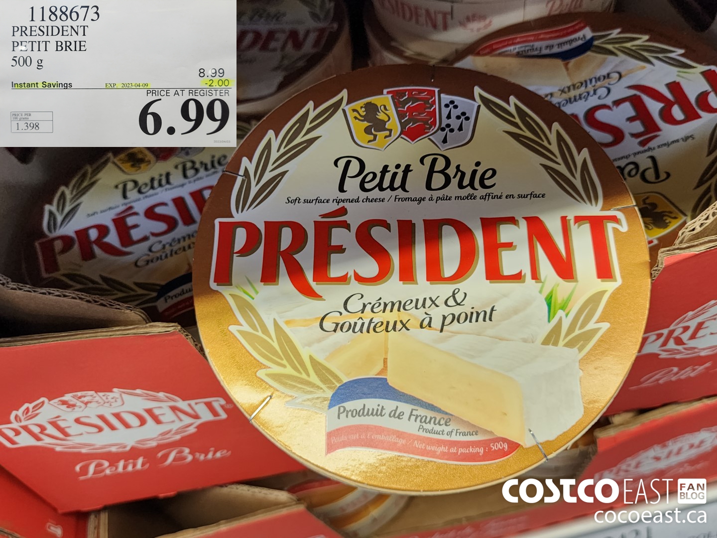 1188673 PRESIDENT PETIT BRIE 500 g ($2.00 INSTANT SAVINGS EXPIRES ON 2023-04-09) $6.99