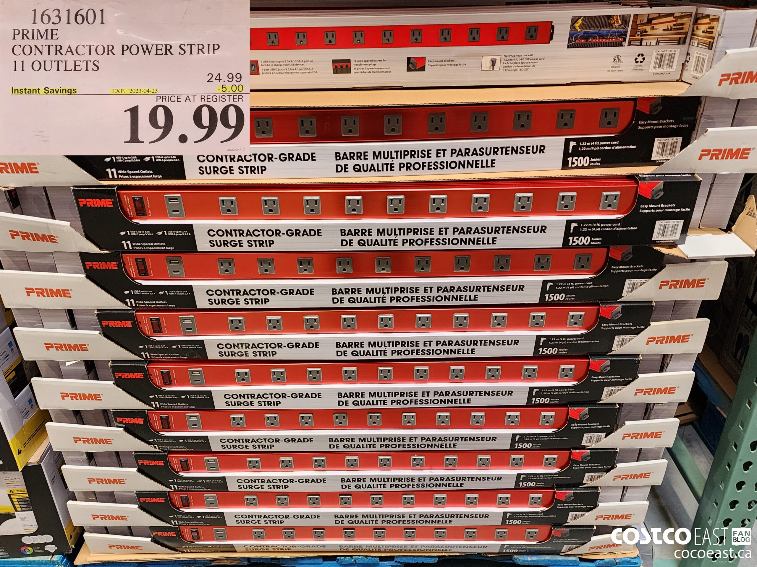 1631601 PRIME CONTRACTOR POWER STRIP 11 OUTLETS ($5.00 INSTANT SAVINGS EXPIRES ON 2023-04-23) $19.99