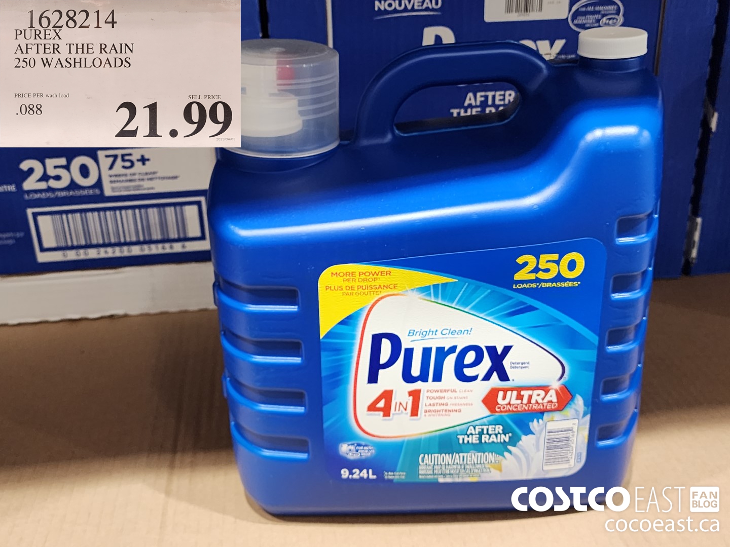 1628214 PUREX AFTER THE RAIN 250 wash loads $21.49