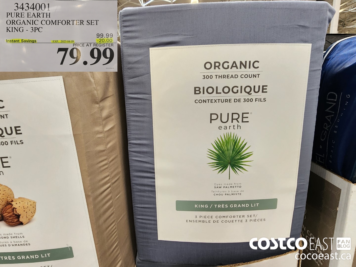 3434001 PURE EARTH ORGANIC COMFORTER SET KING - 3PC ($20.00 INSTANT SAVINGS EXPIRES ON 2023-04-09) $79.99