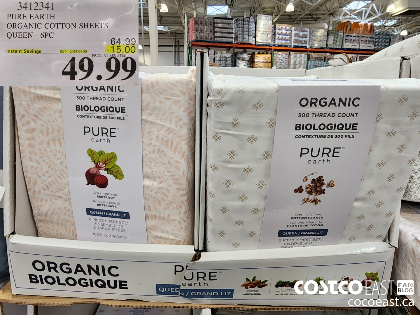 3412341 PURE EARTH ORGANIC COTTON SHEETS QUEEN - 6PC ($15.00 INSTANT SAVINGS EXPIRES ON 2023-04-30) $49.99