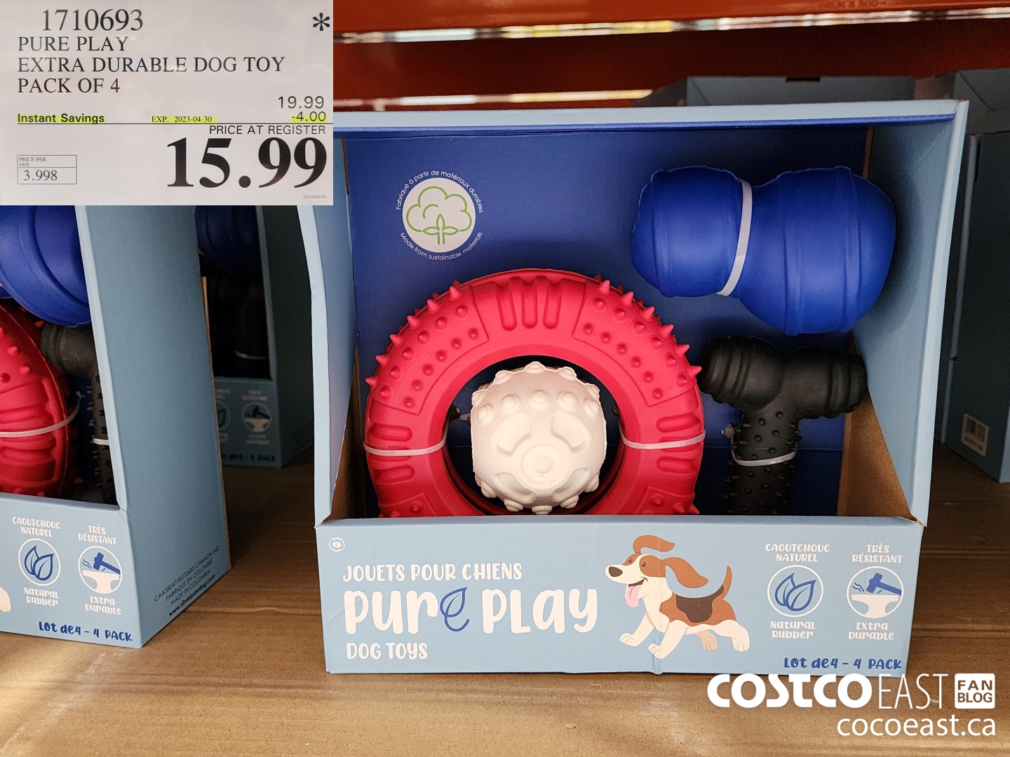 1710693 PURE PLAY NATURAL RUBBER DOG TOY PACK OF 4 ($4.00 INSTANT SAVINGS EXPIRES ON 2023-04-30) $15.99
