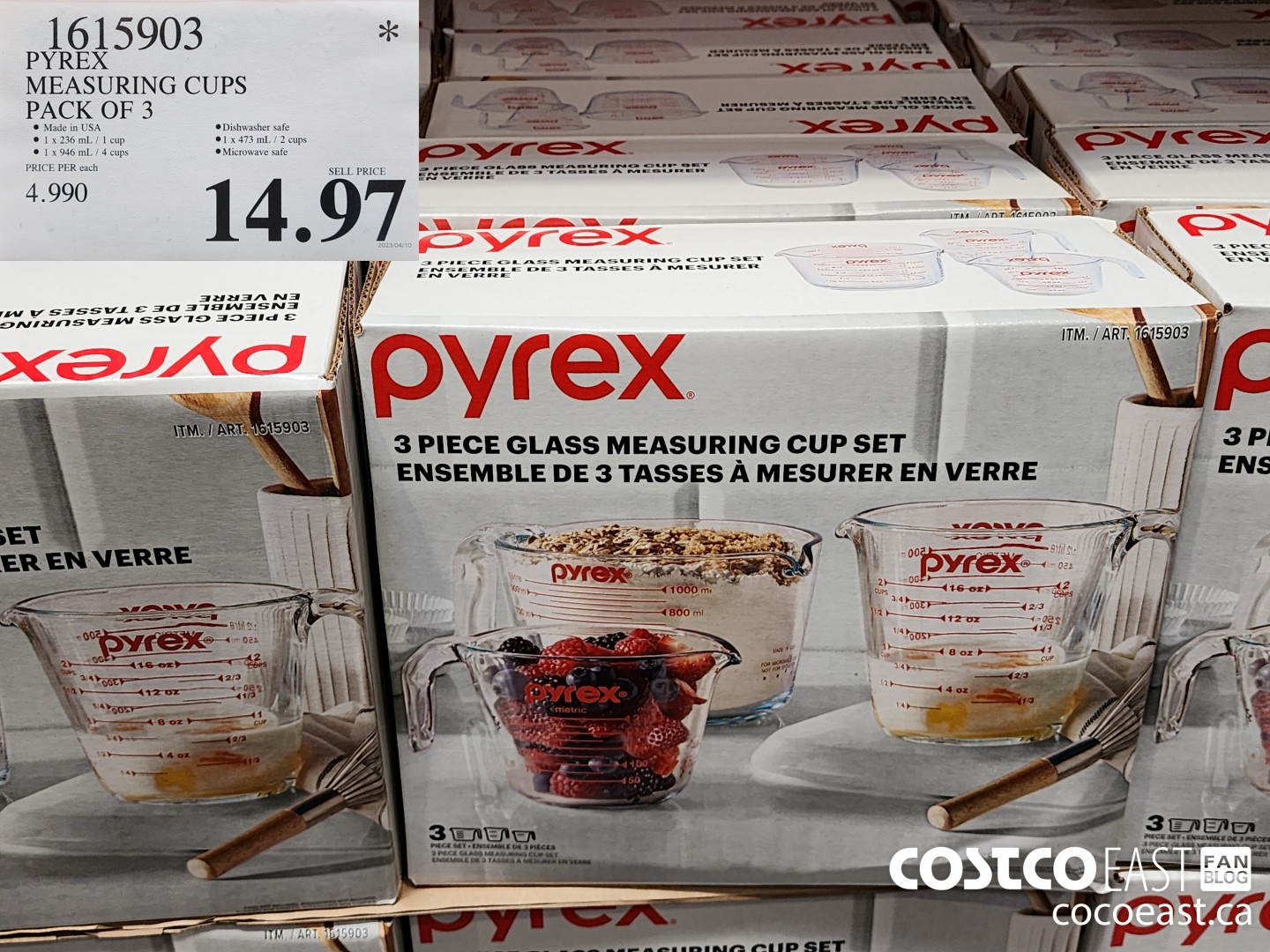 1615903 PYREX MEASURING CUPS PACK OF 3 $14.97