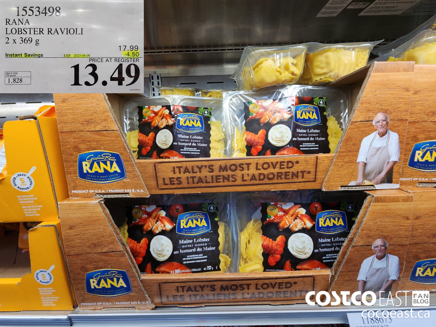 1553498 RANA LOBSTER RAVIOLIS 2 x 369 g ($4.50 INSTANT SAVINGS EXPIRES ON 2023-04-09) $13.49