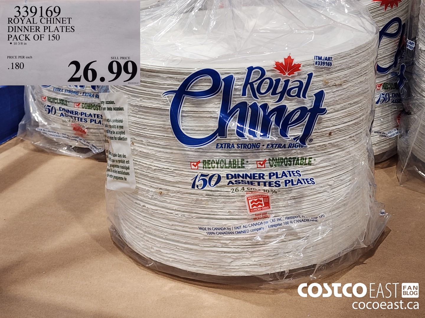 339169 ROYAL CHINET DINNER PLATES PACK OF 150 $26.99
