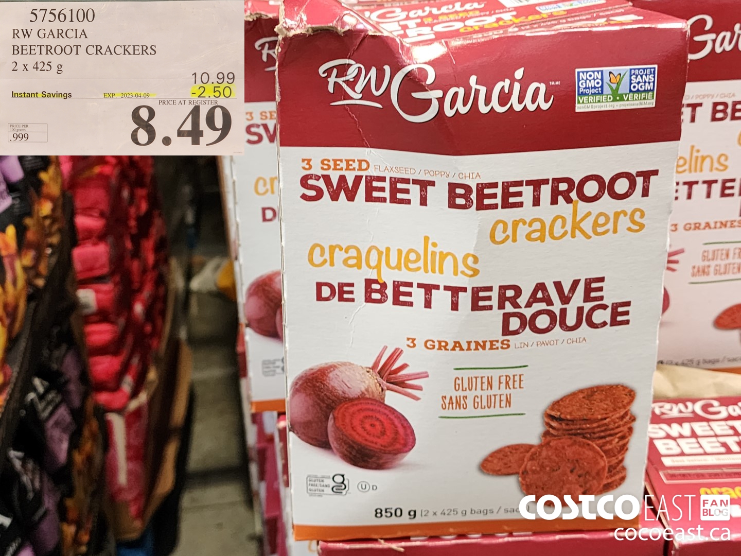 5756100 RW GARCIA BEETROOT CRACKERS 2 x 425 G ($2.50 INSTANT SAVINGS EXPIRES ON 2023-04-09) $8.49