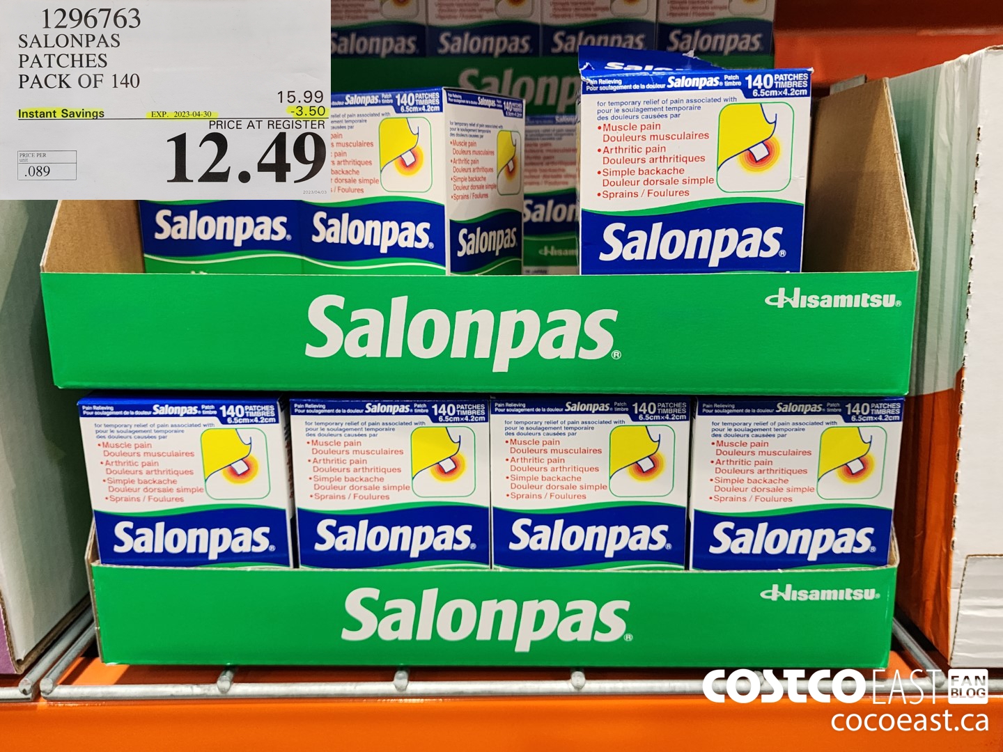 1296763 SALONPAS PATCHES PACK OF 140 ($3.50 INSTANT SAVINGS EXPIRES ON 2023-04-30) $12.49