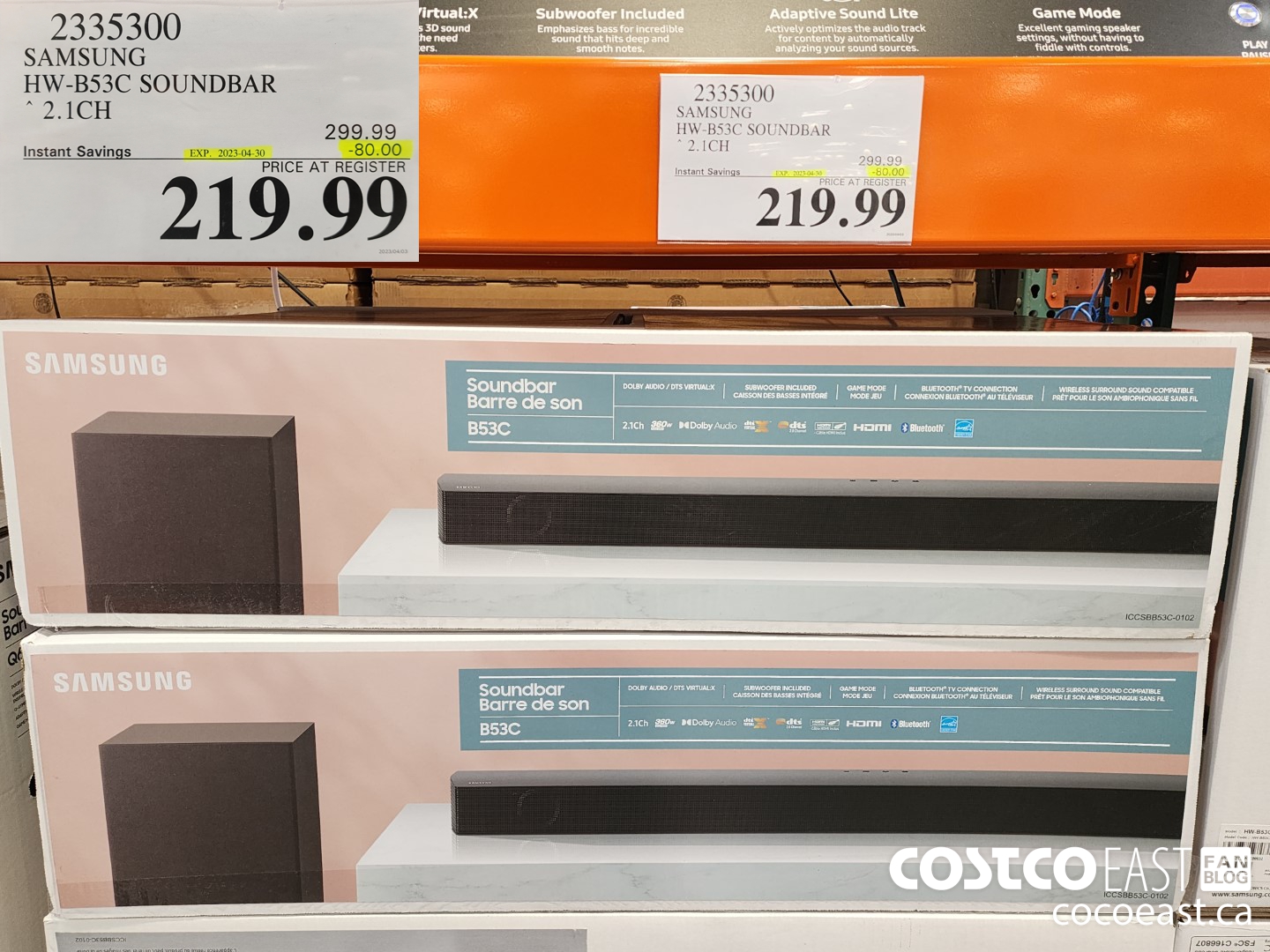 2335300 SAMSUNG HW-BS3C/ZC 360W SOUNDBAR WITH WIRELESS SUBWOOFER ($80.00 INSTANT SAVINGS EXPIRES ON 2023-04-30) $219.99